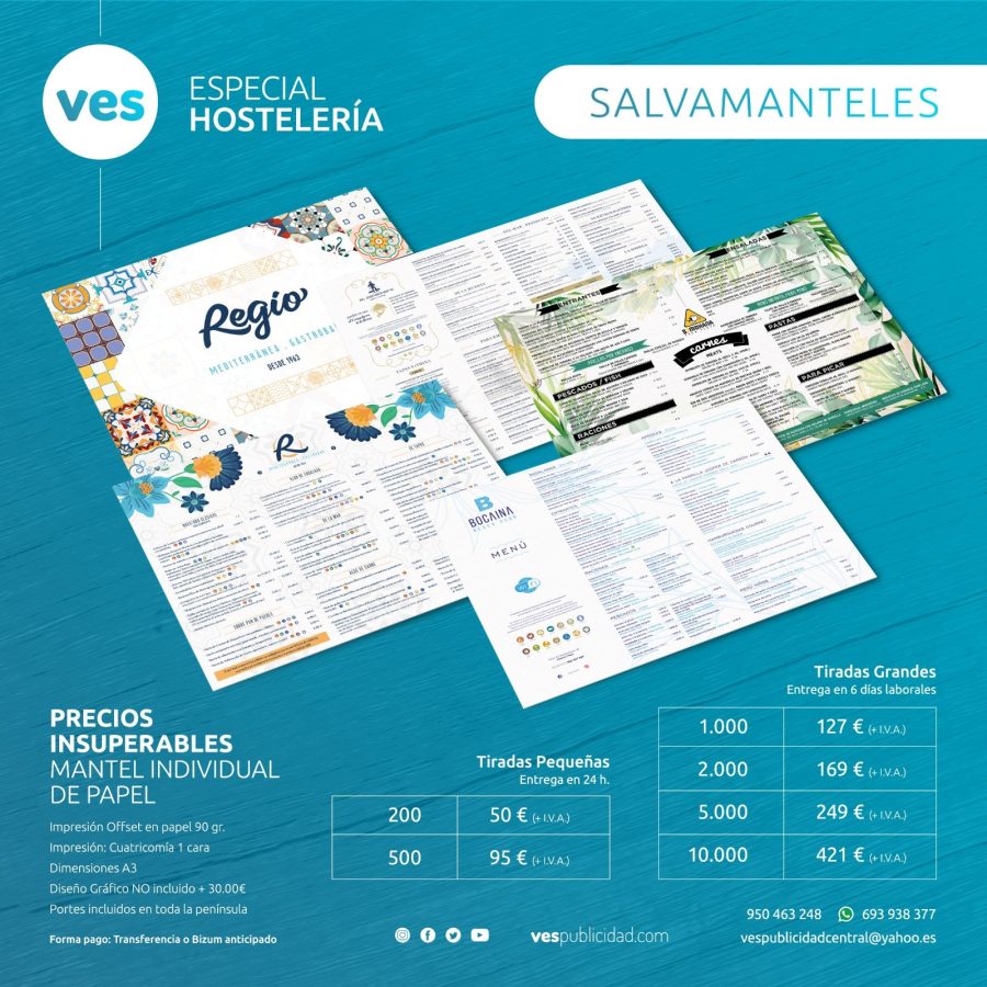 Salvamanteles para hosteleria, Oferta Vespublicidad 2022