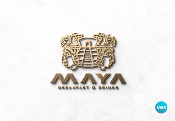 Maya Breakfast & Drinks en letra corpórea